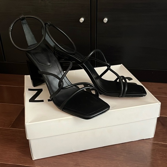 Black Schutz Strappy Heels - Picture 1 of 5